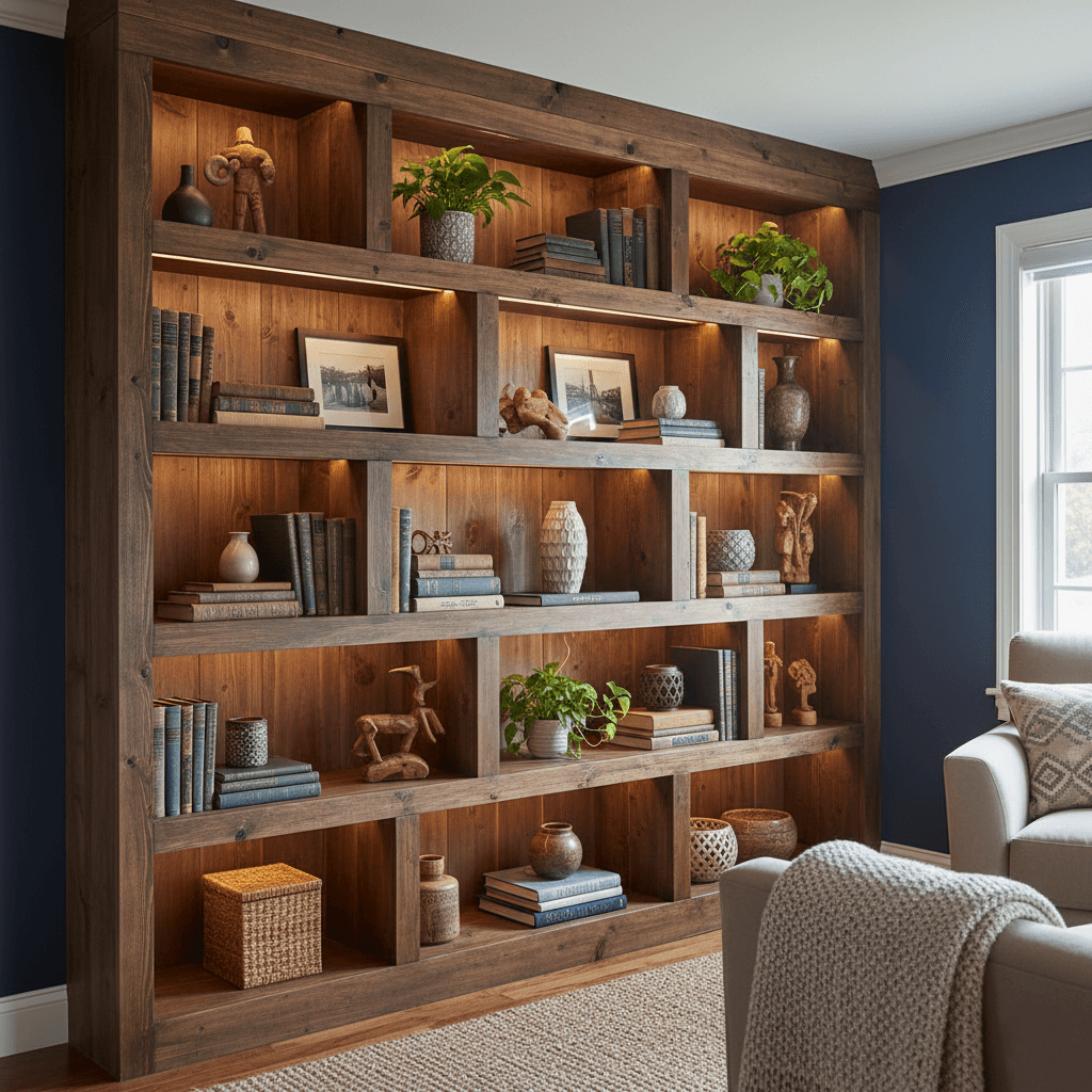 Custom wood bookcase